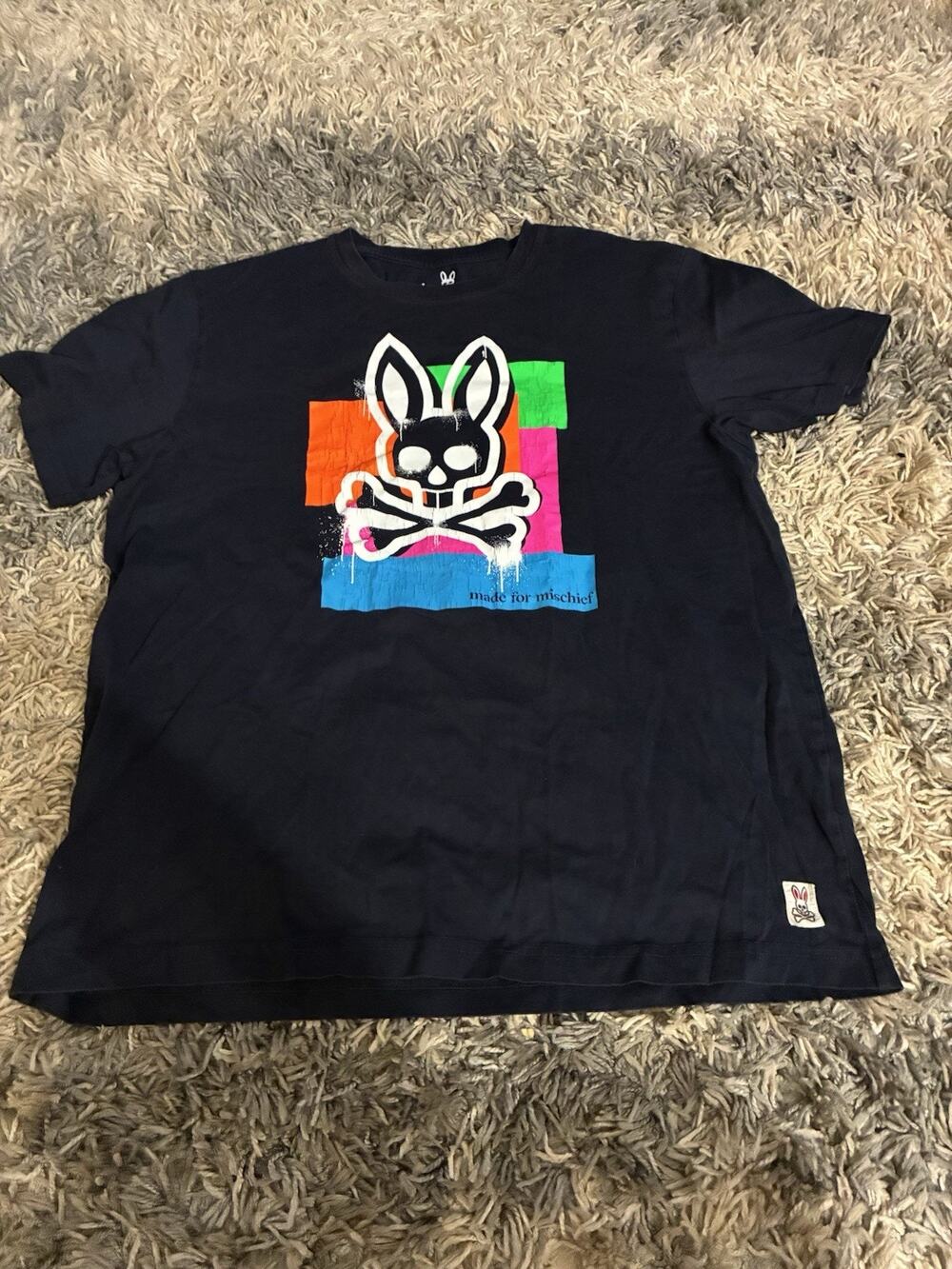 PSYCHO BUNNY BY ROBERT GODLEY BlackGRAPHIC TEE SHIRT MEN COTTON SIZE L/6